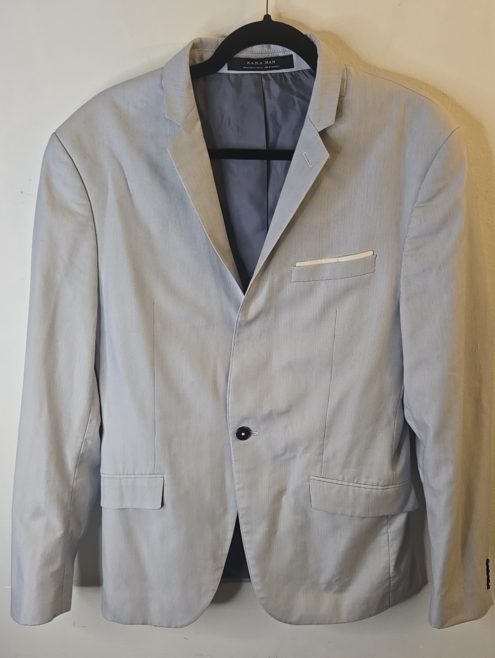 Zara Light Gray Men's Single-Breasted Blazer